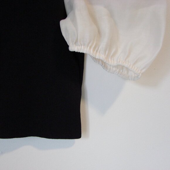 Miou Muse Black Cream Pouf Top Knit Ribbed Stretch Victorian Romantic Size Small - Picture 14 of 15